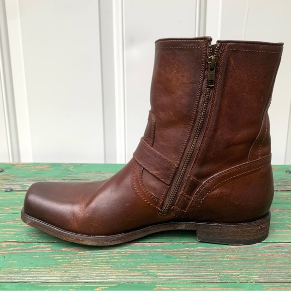 FRYE Mens Boots Size 11 Leather Brown Zipper Closure Casual Work Shoes - Picture 3 of 16